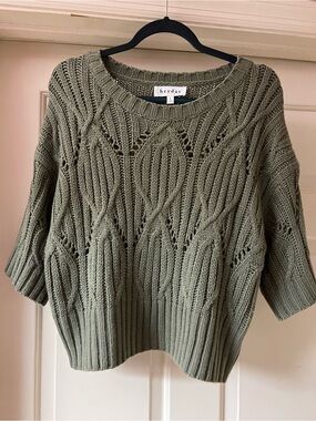heyday Olive Green Cable-Pattern Scoop Neck Sweater